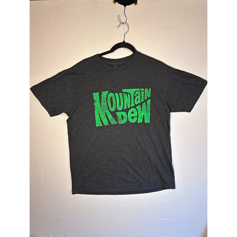 Gray Mountain Dew Logo Graphic Print Crew Neck T-Shirt-large